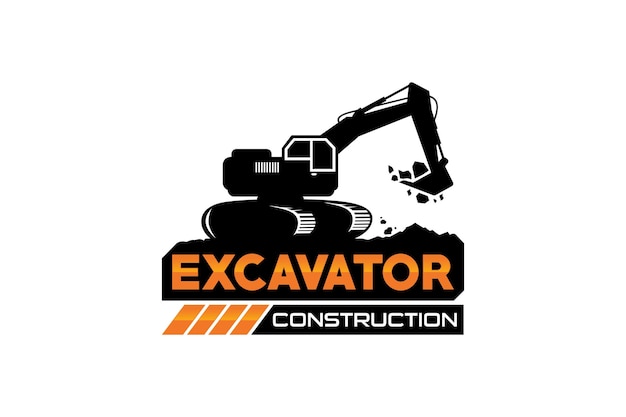 Vector de plantilla de logotipo de excavadora Vector de logotipo de equipo pesado para la construcción.