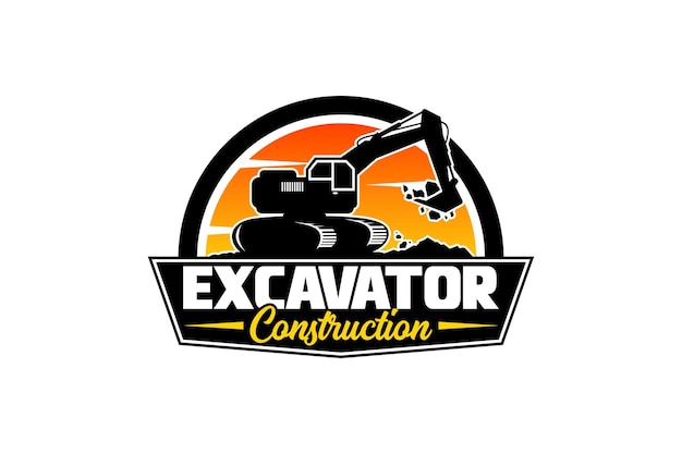 Vector de plantilla de logotipo de excavadora Vector de logotipo de equipo pesado para la construcción.