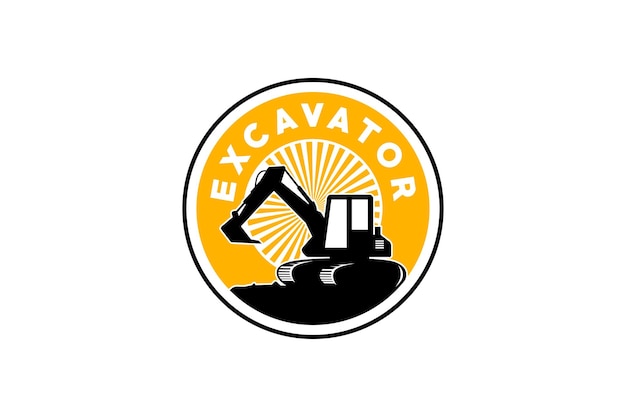 Vector de plantilla de logotipo de excavadora Vector de logotipo de equipo pesado para la construcción.