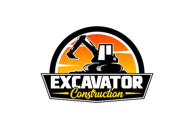 Vector de plantilla de logotipo de excavadora Vector de logotipo de equipo pesado para la construcción.