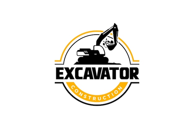 Vector de plantilla de logotipo de excavadora vector de logotipo de equipo pesado para empresa de construcción.