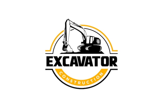Vector de plantilla de logotipo de excavadora Vector de logotipo de equipo pesado para empresa de construcción.