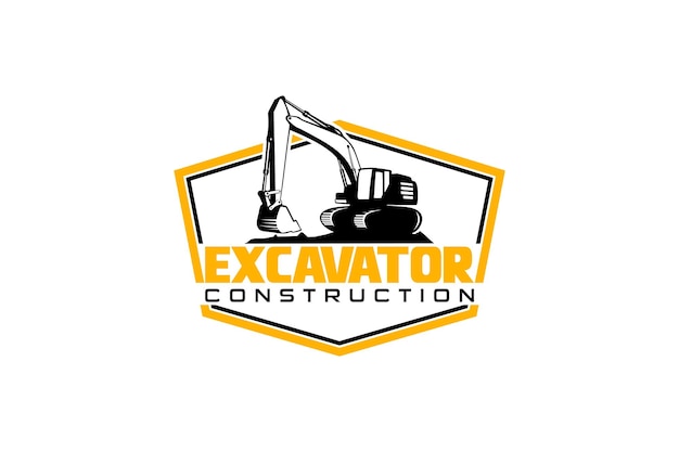 Vector de plantilla de logotipo de excavadora Vector de logotipo de equipo pesado para empresa de construcción.