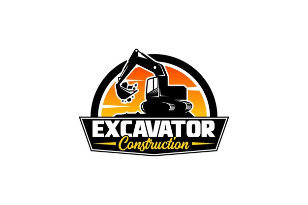 Vector de plantilla de logotipo de excavadora Vector de logotipo de equipo pesado para empresa de construcción.