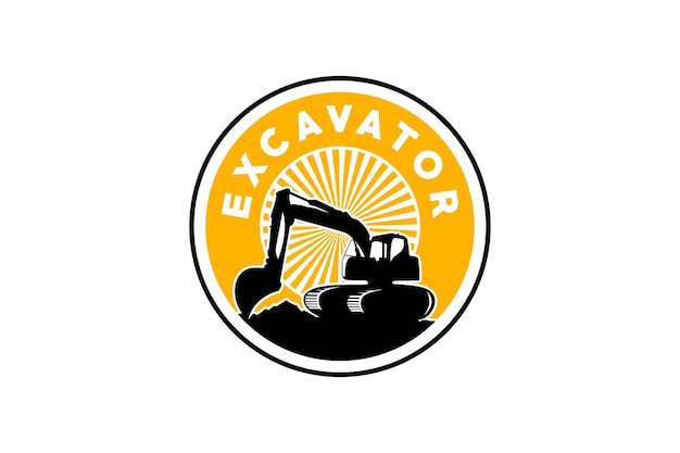 Vector de plantilla de logotipo de excavadora Vector de logotipo de equipo pesado para empresa de construcción.