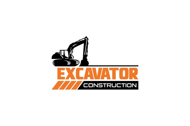 Vector de plantilla de logotipo de excavadora. Vector de logotipo de equipo pesado para empresa de construcción.