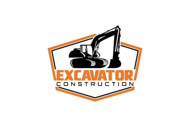 Vector de plantilla de logotipo de excavadora. Vector de logotipo de equipo pesado para empresa de construcción.