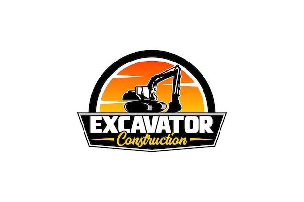 Vector de plantilla de logotipo de excavadora. Vector de logotipo de equipo pesado para empresa de construcción.