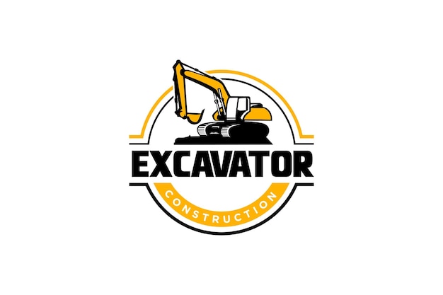 Vector de plantilla de logotipo de excavadora. Vector de logotipo de equipo pesado para empresa de construcción.