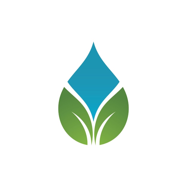 Vector de plantilla de logotipo de gota de agua y hoja