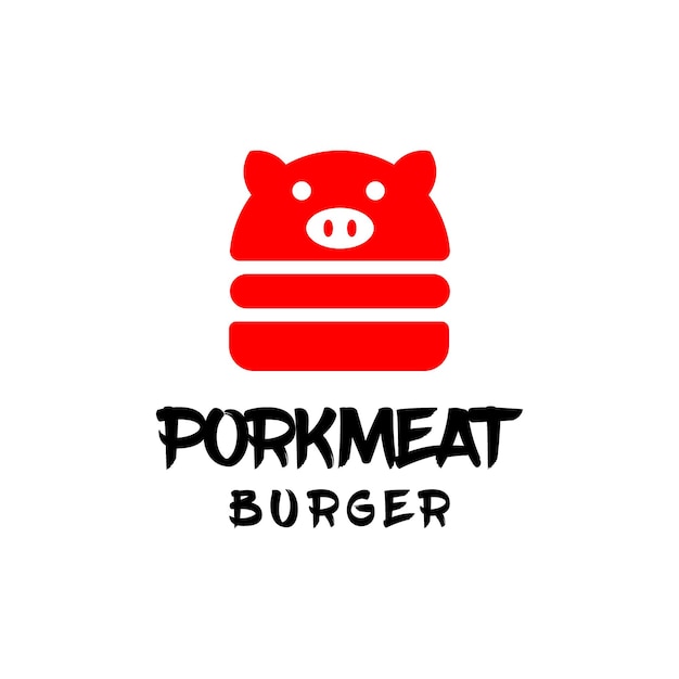 Vector de plantilla de logotipo de hamburguesa y cerdo