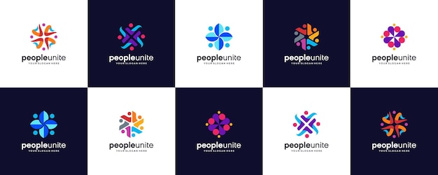 Vector de plantilla de logotipo humano de la Comunidad Cuidado de la salud de la Comunidad Ilustración de vector de logotipo abstracto