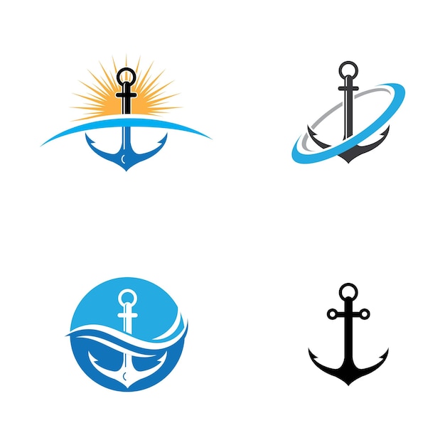 Vector de plantilla de logotipo de icono de ancla