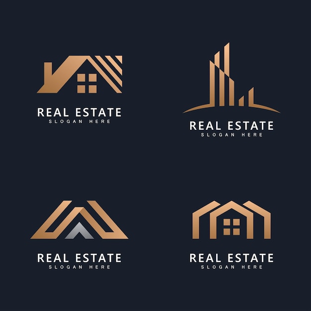 Vector de plantilla de logotipo inmobiliario Icono de casa abstracta