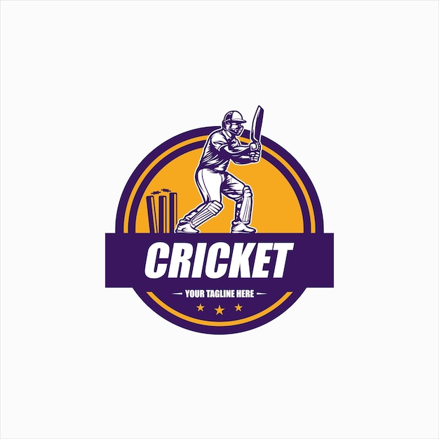 Vector vector de plantilla del logotipo de la insignia del equipo de cricket