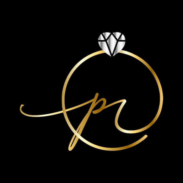 Vector de plantilla de logotipo de joyería de escritura a mano de círculo de boda de monogramas