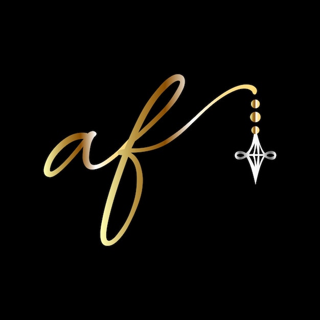 Vector de plantilla de logotipo de joyería de escritura a mano de logotipo de boda inicial af