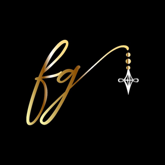 Vector de plantilla de logotipo de joyería de escritura a mano de logotipo de boda inicial fg