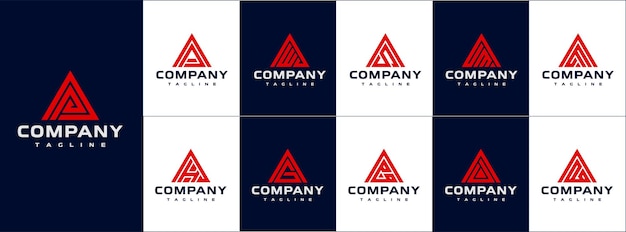 Vector de plantilla de logotipo de letra A moderna. Conjunto de diseño de logotipo de letra A simple.