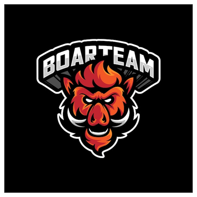 Vector de plantilla de logotipo de mascota de juego de esport de jabalí Vector de logotipo de jabalí de cabeza moderna