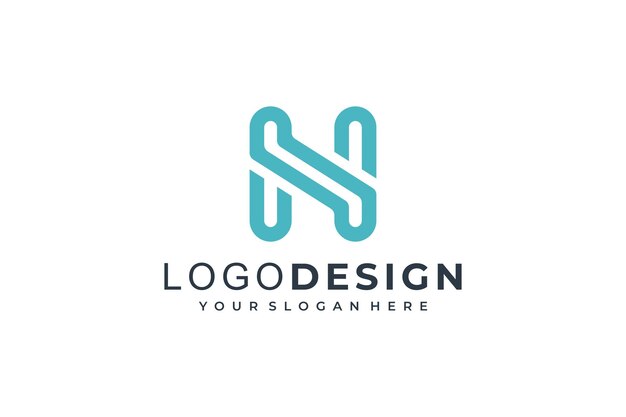 Vector de plantilla de logotipo moderno inicial de línea geométrica NH