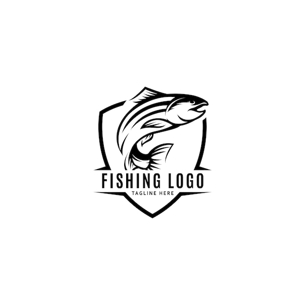 Vector de plantilla de logotipo de silueta de pesca