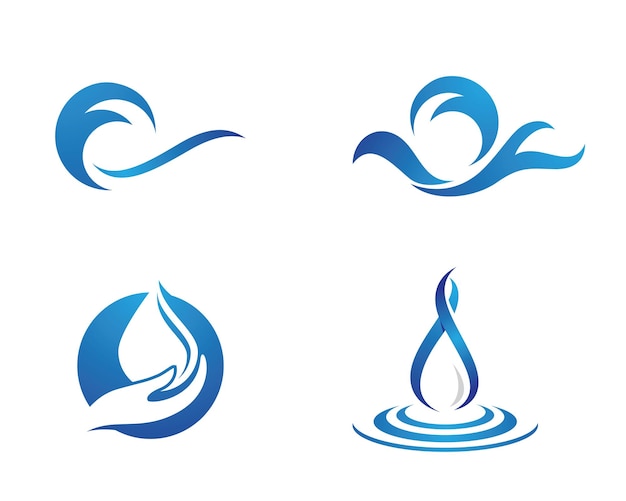 Vector de plantilla de logotipo de símbolo e icono de onda de agua