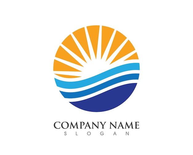 Vector de plantilla de logotipo de símbolo e icono de onda de agua