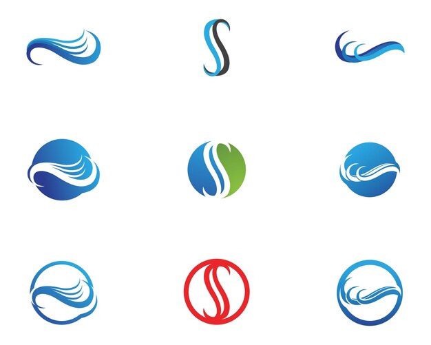 Vector de plantilla de logotipo de símbolo e icono de onda de agua
