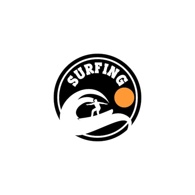 Vector de plantilla de logotipo de surf. vector de concepto de logotipo de surf