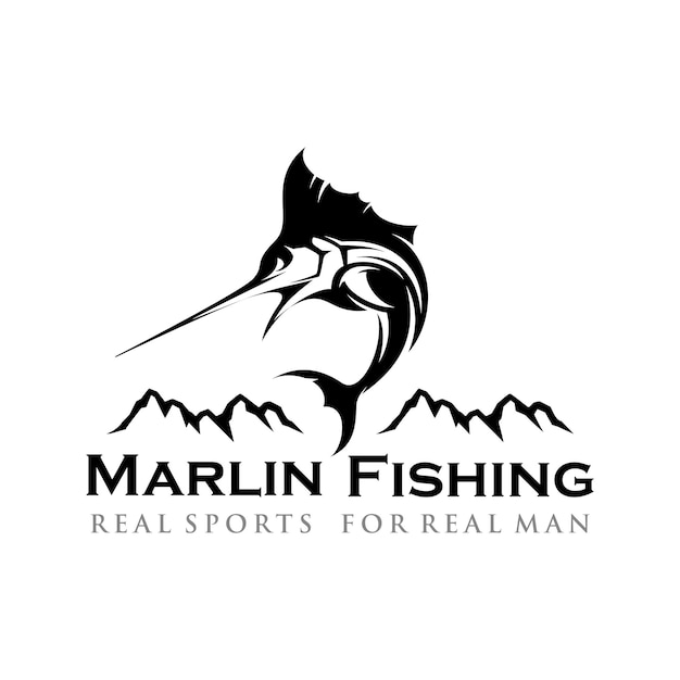 Vector de plantilla de logotipo de torneo de pesca de marlin vector de diseño de logotipo de ilustración de salto de pez marlin