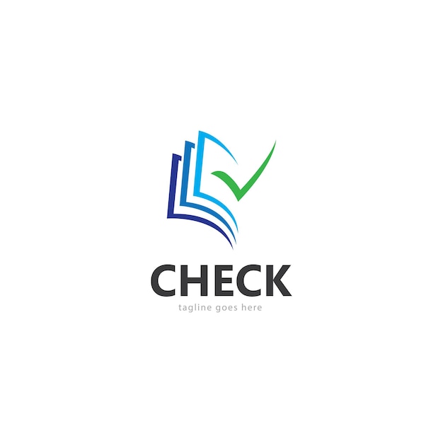 Vector de plantilla de logotipo de verificación de marca de verificación de lista de verificación