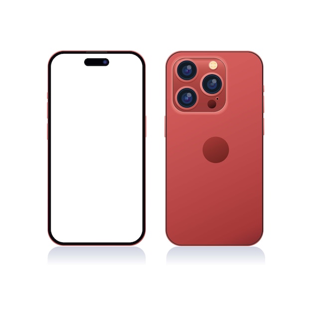 Vector de plantilla de maqueta de nuevo modelo de color rojo intenso de iphone 14 pro