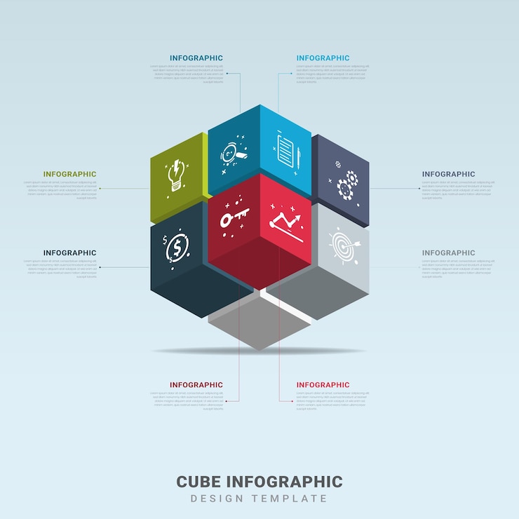 Vector vector de plantilla de opciones de infografía empresarial moderna de cubo 3d
