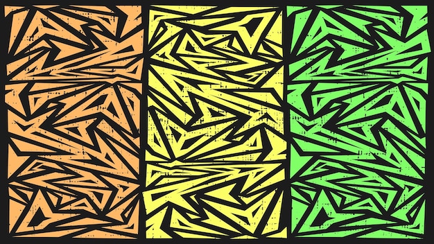 Vector de plantilla de patrón abstracto en color naranja, amarillo, verde y negro