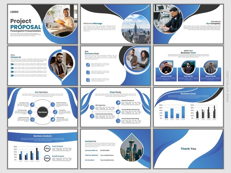 Vector de plantilla de presentación de negocios editable en conjunto de diseño moderno