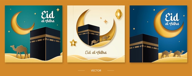 Vector de plantilla de publicación de Instagram de Eid Adha Mubarak