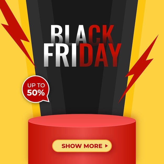 Vector de plantilla de redes sociales de black friday yellow stage