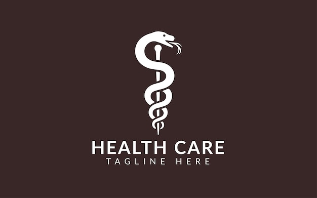Vector de plantilla de signo de logotipo de caduceo de serpiente médica