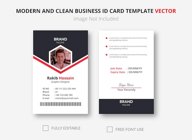 Vector vector de plantilla de tarjeta de identificación de negocio moderno y limpio