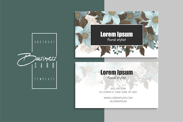 Vector de plantilla de tarjeta de visita de estilo floral. Conjunto trasero y delantero