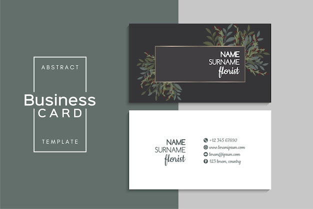 Vector de plantilla de tarjeta de visita de estilo floral. Conjunto trasero y delantero