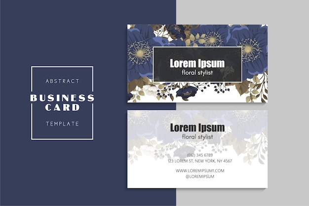 Vector de plantilla de tarjeta de visita de estilo floral. Conjunto trasero y delantero