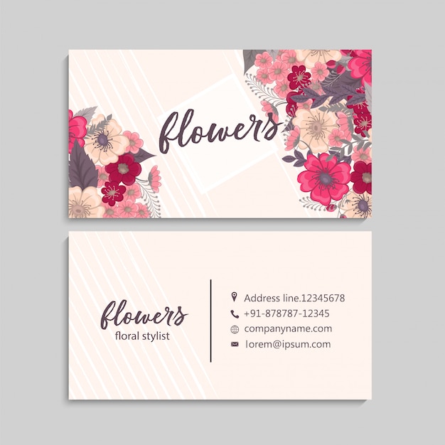 Vector de plantilla de tarjeta de visita de estilo floral