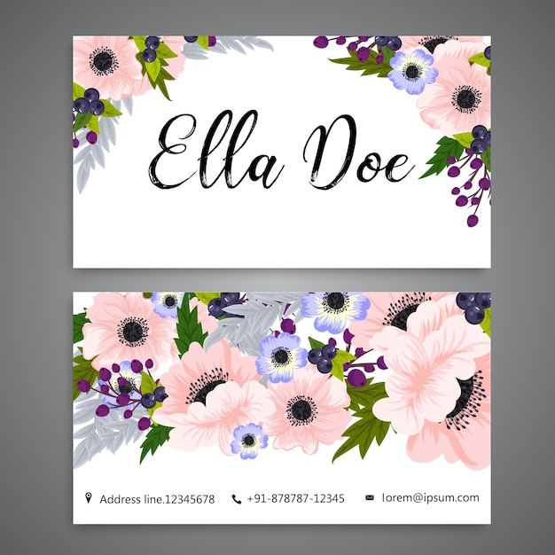 Vector de la plantilla de la tarjeta de visita de estilo floral