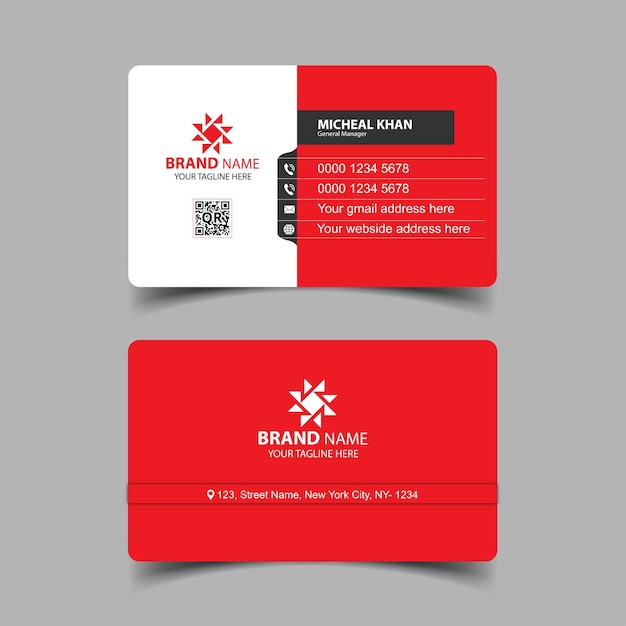 Vector plantilla de tarjeta de visita moderna roja y negra y tarjeta de visita