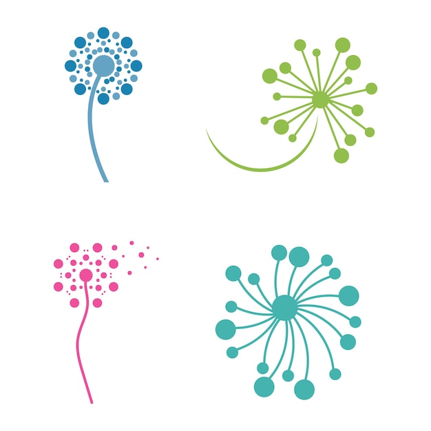 Vector de plantilla de vector de logotipo de flor de diente de León