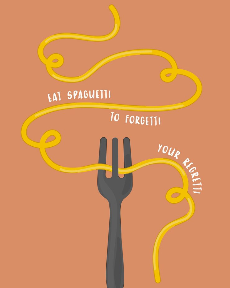 Vector de plantillas de dibujos digitales para espaguetis y pasta