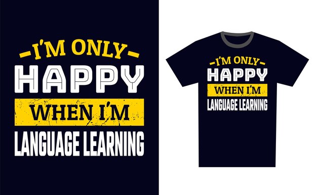 Vector de plantillas de diseño de camisetas de aprendizaje de idiomas