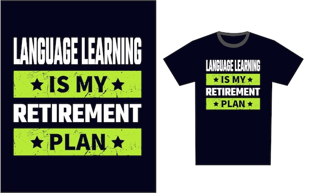 Vector de plantillas de diseño de camisetas de aprendizaje de idiomas